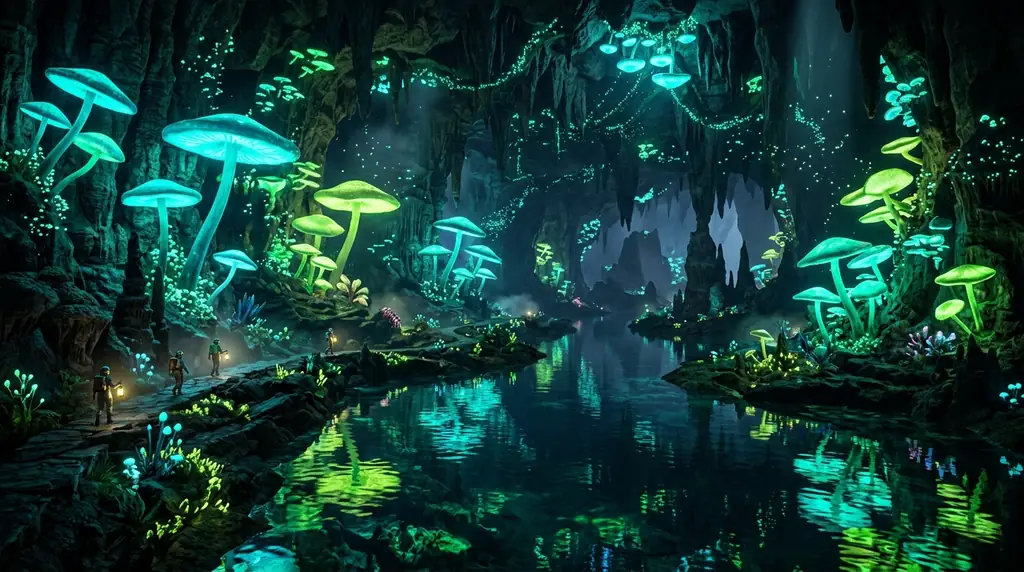 Glimmering Depths Cavern Background